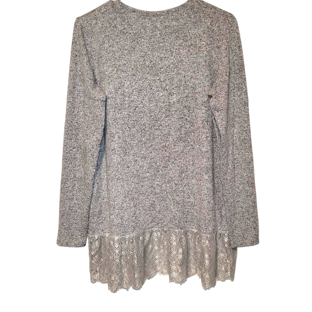 Zara Anthracite Grey Lace Hem Tunic Top Small Soft Knit - Picture 4 of 5